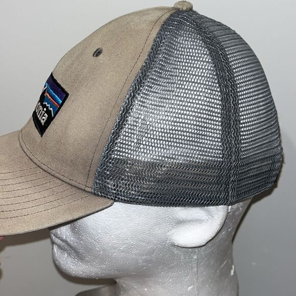 Worn Gray & Creme Patagonia Ventura unisex SnapBack Mesh Trucker Cap Hat - Picture 2 of 4